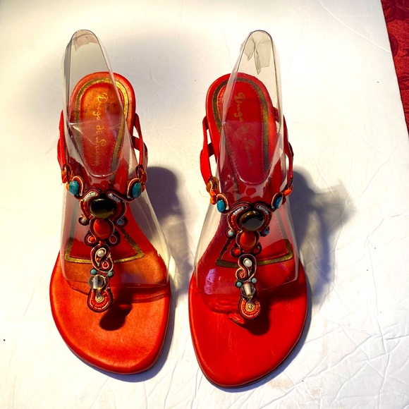Diego De Lucca never worn orange Jeweled sandals - Picture 1 of 5